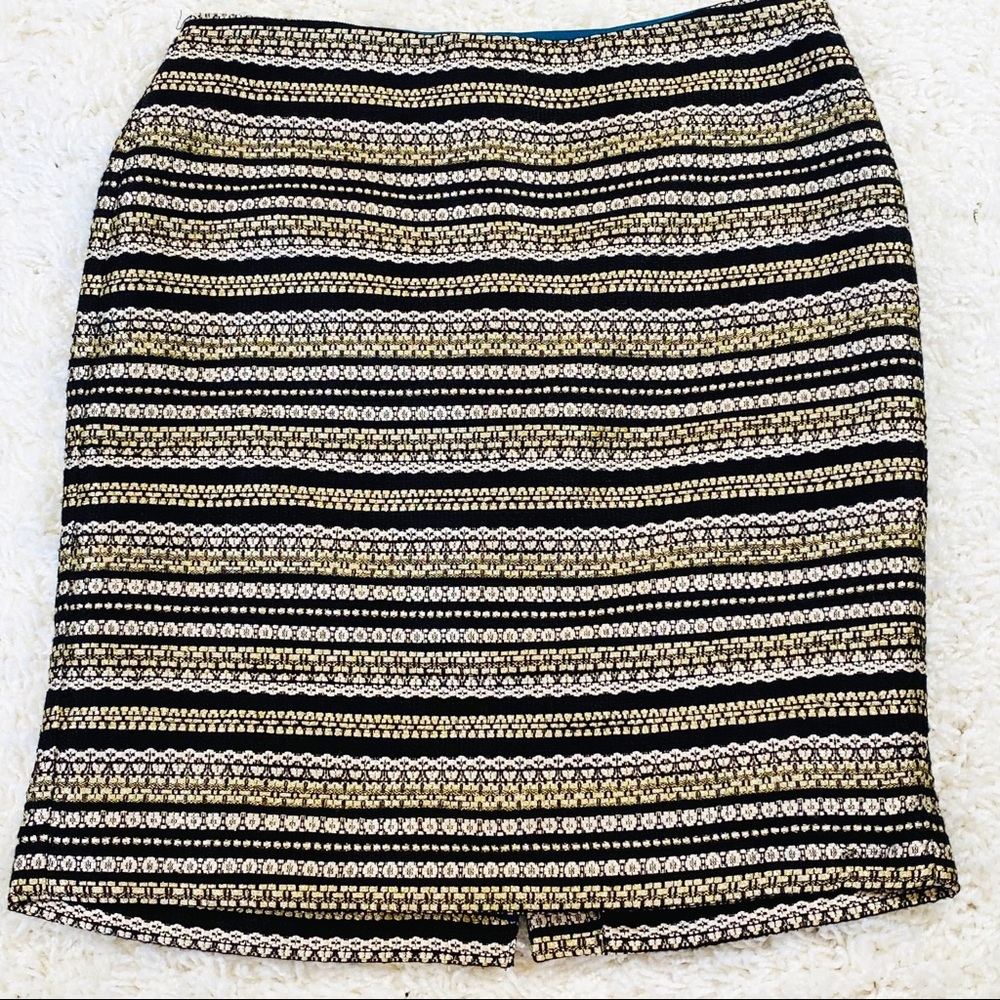 Talbots gold and black striped skirt 12P